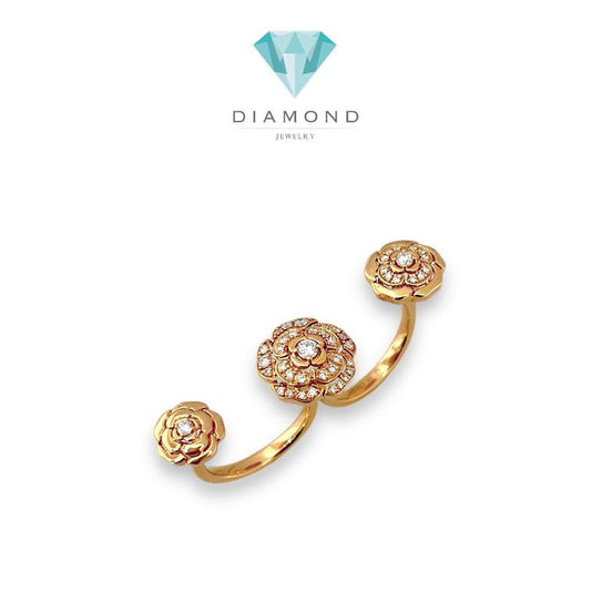 Camelia diamond flowerRing chn 18k / Diamond Jewelry/ Cincin Emas Perhiasan Berlian