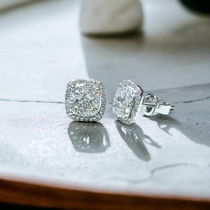 Cushion diamond earring 18k-Diamond Jewelry