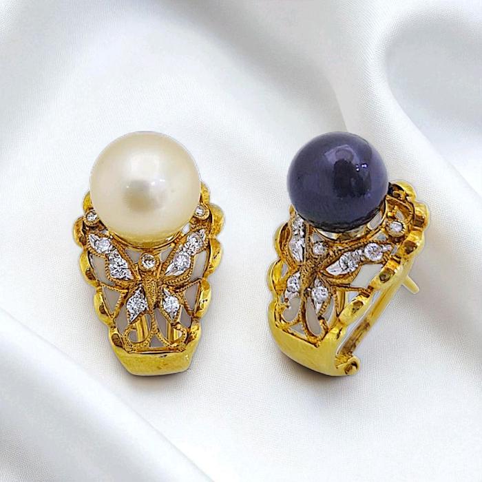 Butterfly Duo Color Diamond Earring 18K / Diamond Jewelry 43AMGT522WP