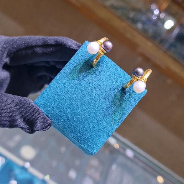 Anting Emas Mutiara 2 Warna 23K Diamond Jewelry- 10AM5WP-HT