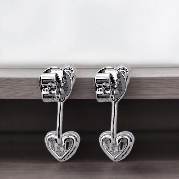 Double Heart Diamond Earrings /duo diamond heart earring baguette/ Diamond Jewelry