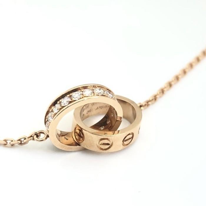 Love diamond duo necklace 18k-Diamond Jewelry