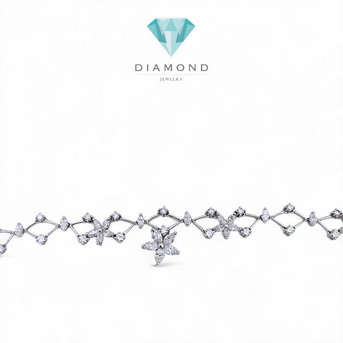 Flower Diamond Necklace 18K / Diamond Jewelry