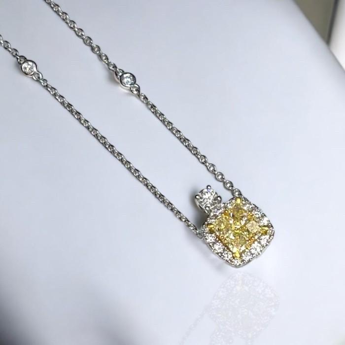 Yellow diamond pendant white gold 18k-Diamond Jewelry