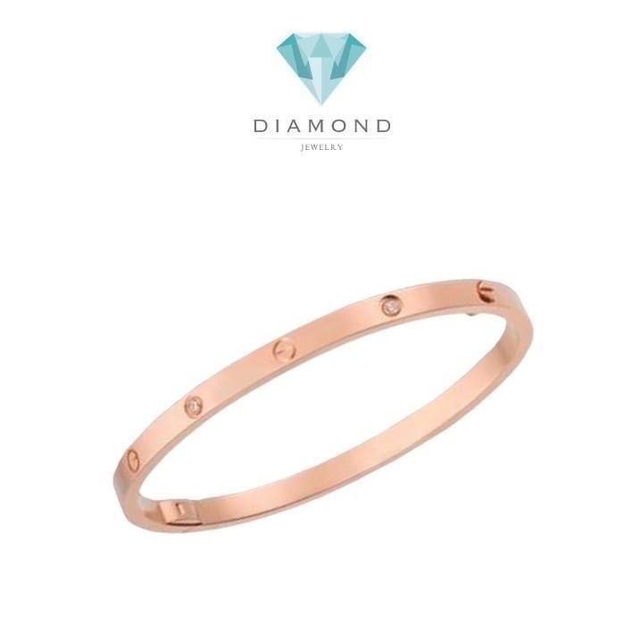Diamond mini love bangle crt 18 krt rose gold-Diamond Jewelry