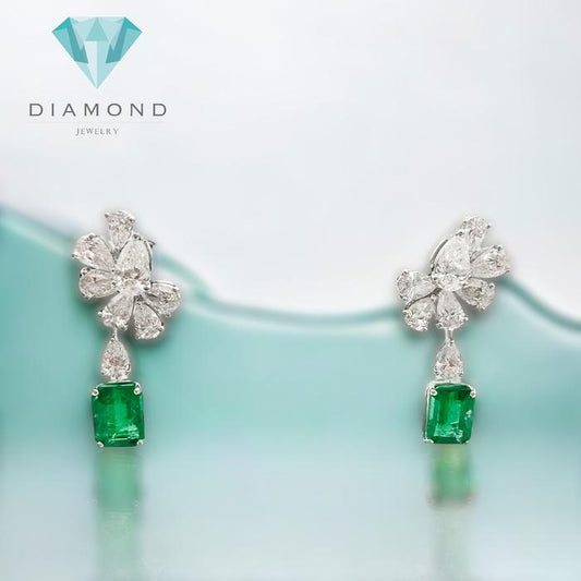 Emerald laura marquis Diamond Earring-18k-Diamond Jewelry