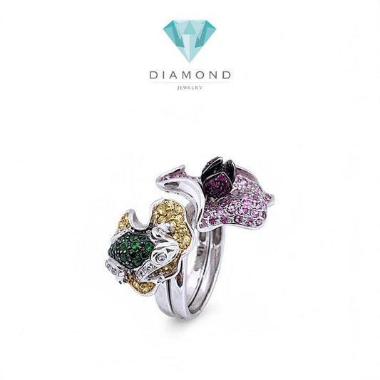 Flower Frog Diamond Ring 18K / Diamond Jewelry