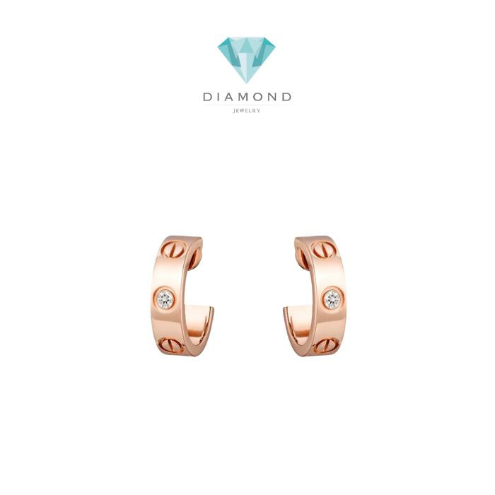 Love Diamond Earring Klip 18K Rose Gold Diamond Jewelry-1ABD13LSNEWLOVE-HT