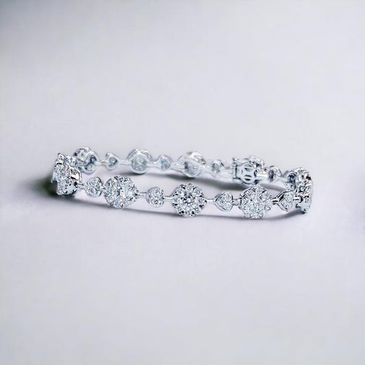 Tennis Round Heart Bracelet 18k white gold-Diamond Jewelry