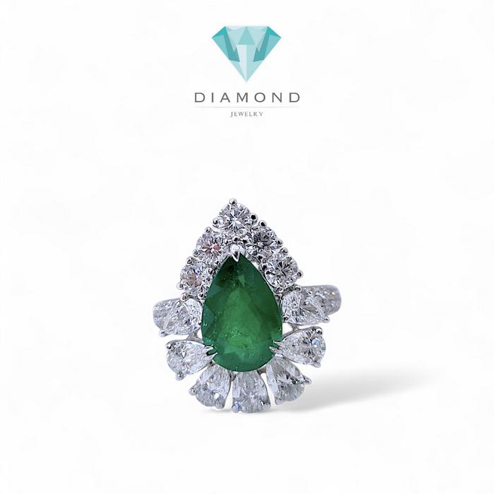 Tear Emerald Diamond Ring/ cincin jamrud tear berlian 18k-Diamond.Jewelry