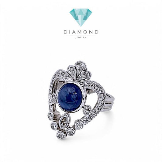 Sapphire Diamond Ring 18K / Diamond Jewelry