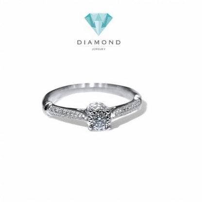 Diamond Solitaire Parisian illusion diamond Ring 18K / Diamond Jewelry