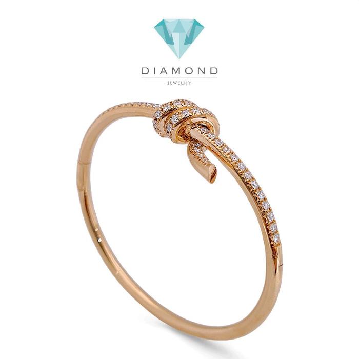 Knot Half Diamond Bangle 18K / Gelang Setengah Berlian Knot 18K / Diamond Jewelry-HT