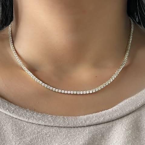 Tennis necklace diamond round 18k 8ct-Diamond Jewelry