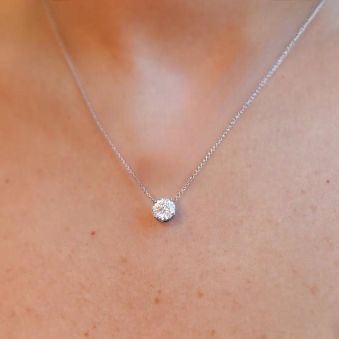 Diamond 6 Prong Solitaire Necklace Lab Grown 18k-Elsy Jewelry