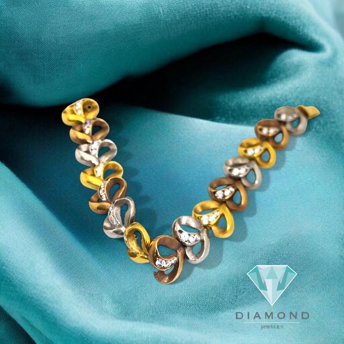 Gelang Emas 2 Warna 23K Diamond Jewelry-75GMS34WP-HT