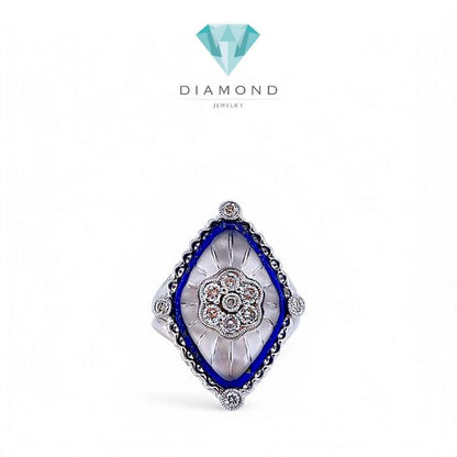 Blue Sapphire Diamond Ring 18K / Diamond Jewelry