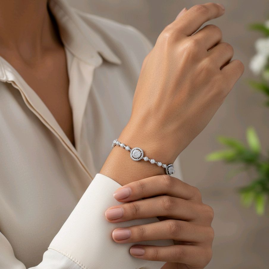 Fancy Tennis Diamond Bracelet 18K / Gelang Berlian Tennis Fancy 18K / Diamond Jewelry 405GB3600LS