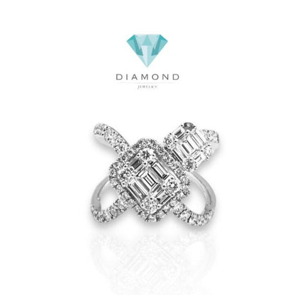 Diamond cross baguette/ cincin berlian cross baguette- 18K diamond jewelry