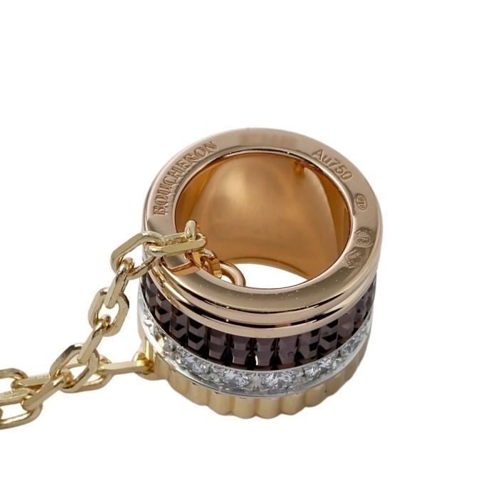 Quatre black round 18k gold pendant bouch/ kalung quatre berlian onyx-Diamond Jewelry