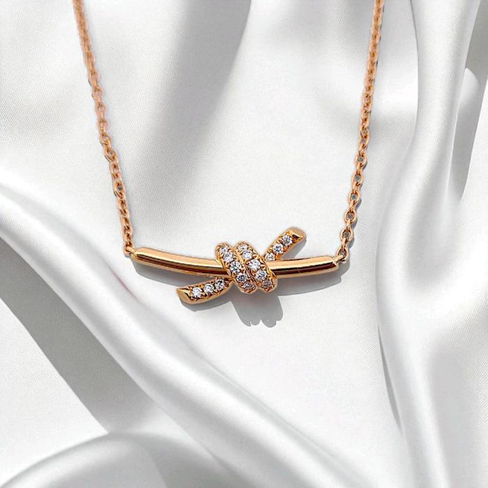 Small Knot Diamond Necklace 18K / Diamond Jewelry 399KBD5500RY-HT