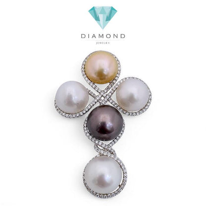 Liontin Pearl cross Diamond 18K / Diamond Jewelry