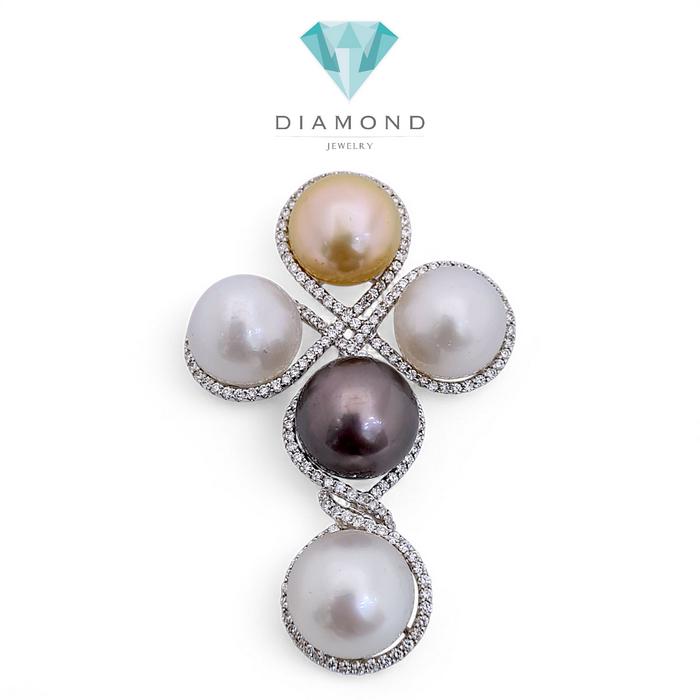 Liontin Pearl cross Diamond 18K / Diamond Jewelry
