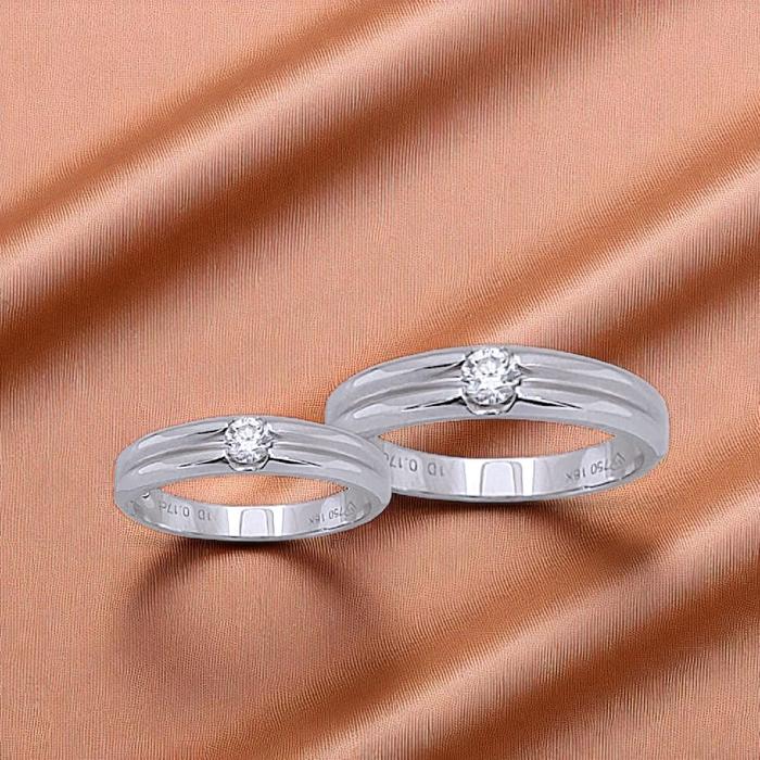 Wedding Ring Solitaire 18K / Cincin Nikah Solitaire 18K / Diamond Jewelry 61CBNKH394WPLS - 62CBNKH4997WPLS