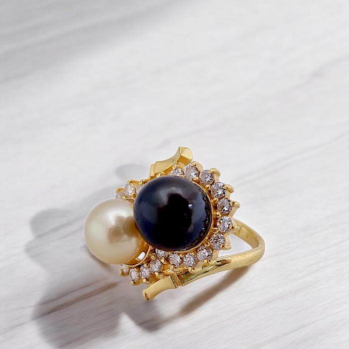 Pearl Double duo Color Diamond 18K / Diamond Jewelry