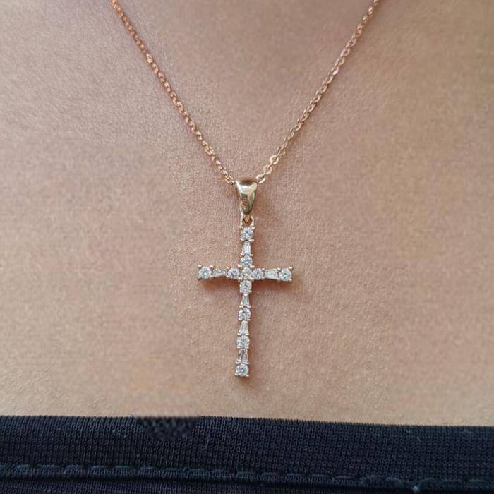 Liontin Cross Diamond pendant Dainty 18K / Diamond Jewelry