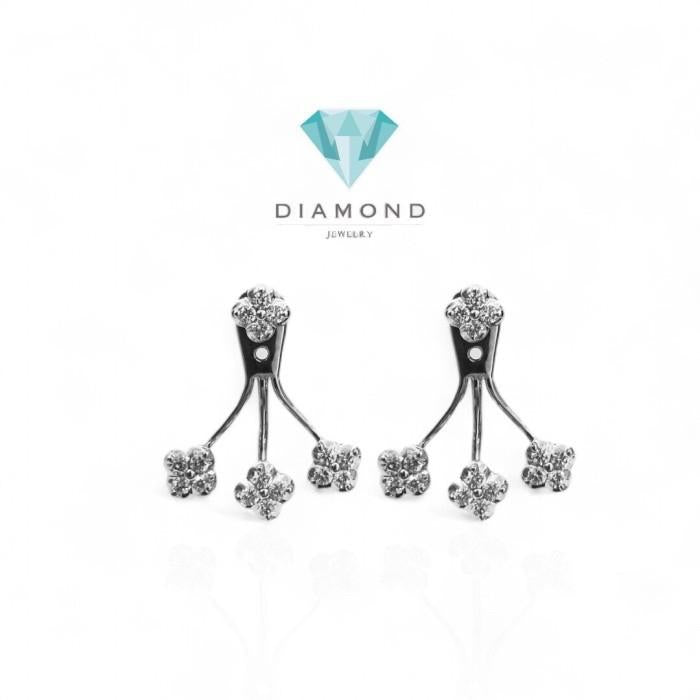 Giwang berlian jacket bunga 18k/diamond earring flower clover jacket 18k-Diamond Jewelry