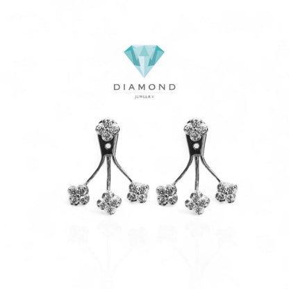 Giwang berlian jacket bunga 18k/diamond earring flower clover jacket 18k-Diamond Jewelry
