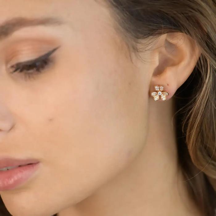 Clover frivole diamond earring 18k-Diamond Jewelry