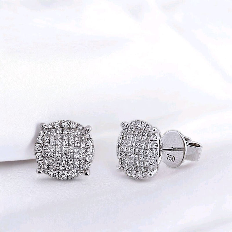 Mega Round Diamond Earring 18K-Diamond Jewelry-18ABKV2308WP-HT