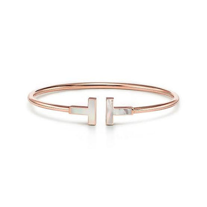 T bangle with mother of pearl and 18K rose gold Diamond Jewelry