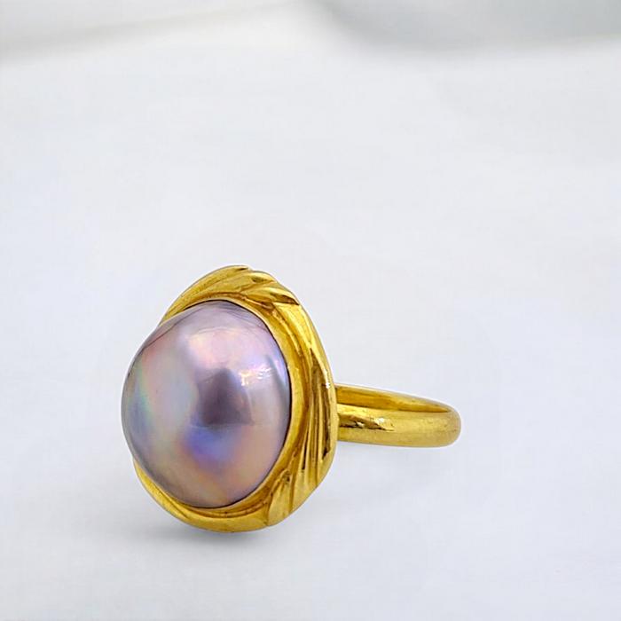 Black Blistar Pearl Ring 18K / Diamond Jewelry