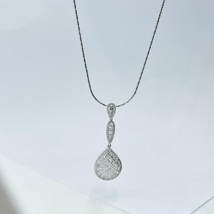 Pendant Pear Pave Diamond 18K White Gold-Diamond Jewelry