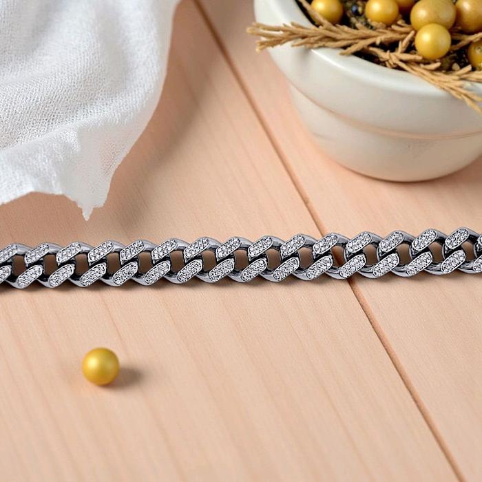 Cuban Diamond Bracelet 18K / Gelang Berlian Sisik Naga 18K / Diamond Jewelry-1GB2747SDNEW-HT