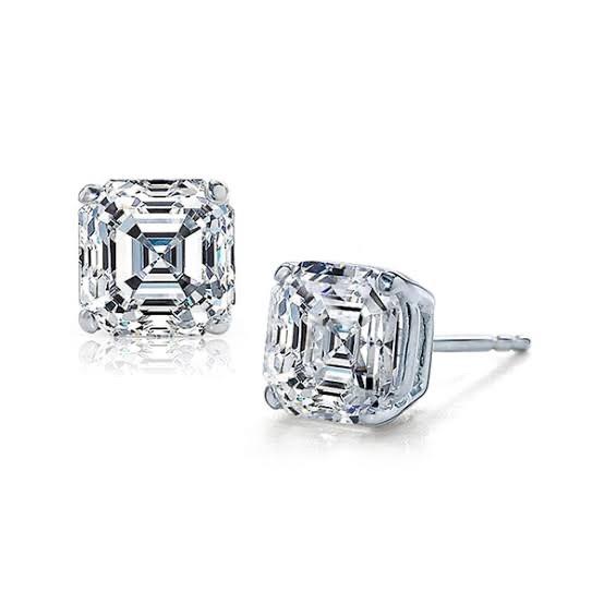 Asscher Cut AD Kristal Earring 750K Gold Diamond Jewelry-364AMS2LS-HT