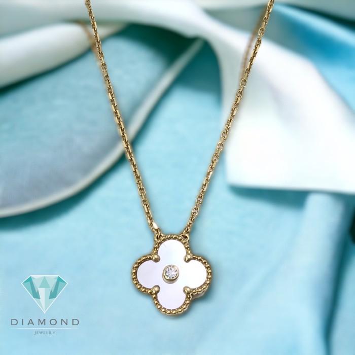 Clover Holiday Mop Diamond 18K Gold Necklace Diamond Jewelry - 298KBD9000LS -HT