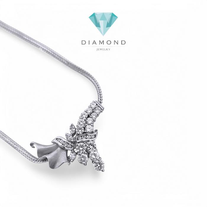 Flower Diamond Necklace 18K / Diamond Jewelry