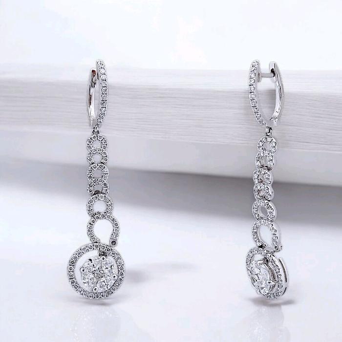 Earring spiral esperansa diamond 18k white gold-Diamond Jewelry