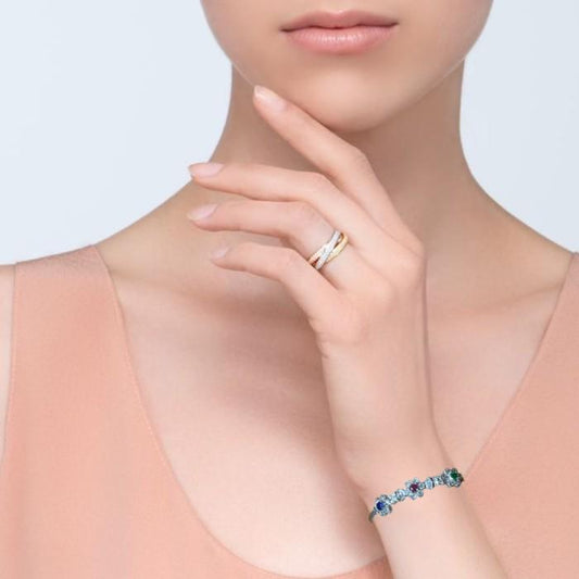 Diamond Bangle Three Colorstone - Gelang Berlian - Diamond Jewelry