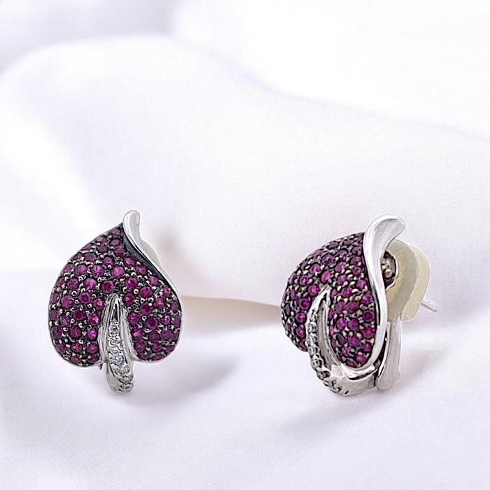 Ruby Diamond Earring 18K / Diamond Jewelry