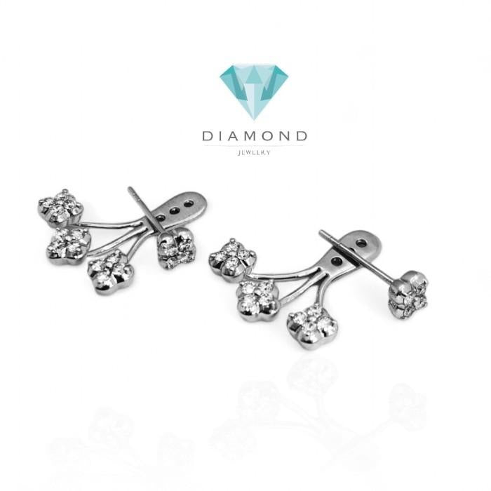 Giwang berlian jacket bunga 18k/diamond earring flower clover jacket 18k-Diamond Jewelry