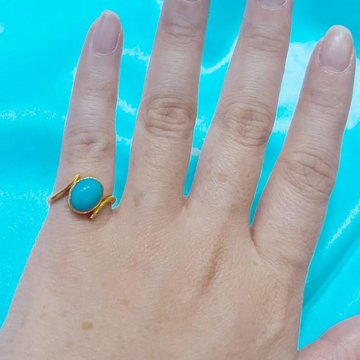 Cincin Emas Turqoise 23K/Gold Ring Diamond Jewelry-73CMSWP4-HT