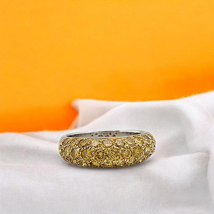 Yellow Diamond thick.tennis pave Ring 18K / Diamond Jewelry