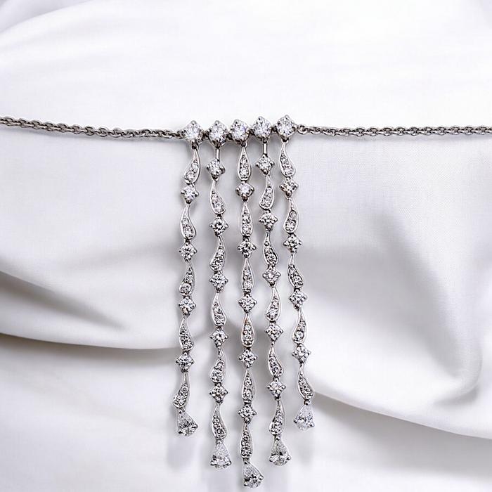 Long Diamond Necklace 18K / Diamond Jewelry
