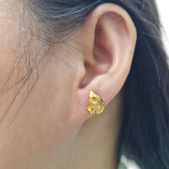 Anting Mas Tusuk Model Keong 23K-Diamond Jewelry