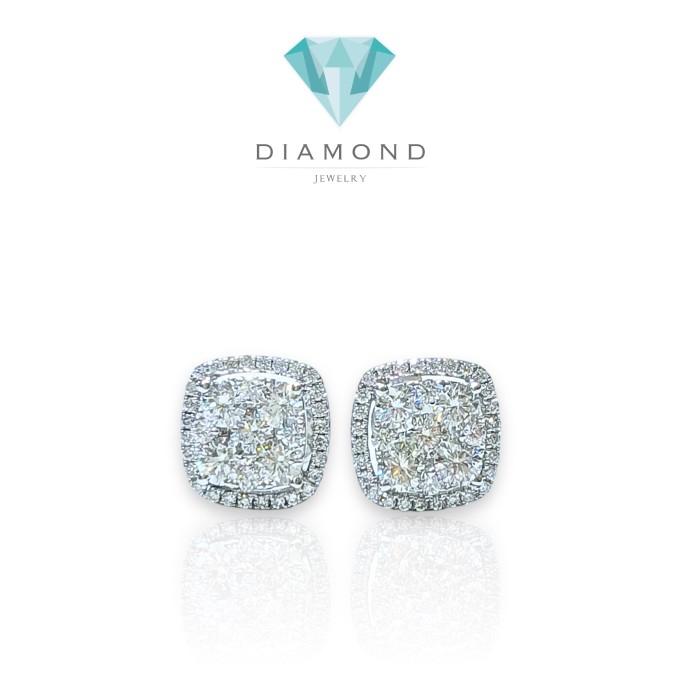 Cushion diamond earring 18k-Diamond Jewelry